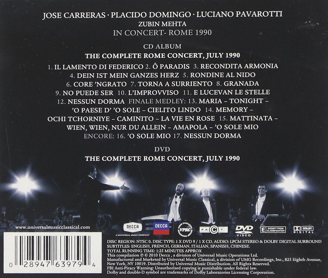 The Original Three Tenors: Live in Concert - Rome, 1990
