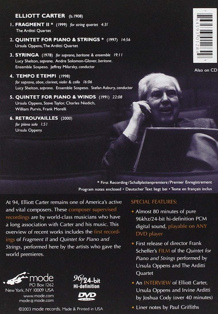 Elliott Carter: Quintets and Voices