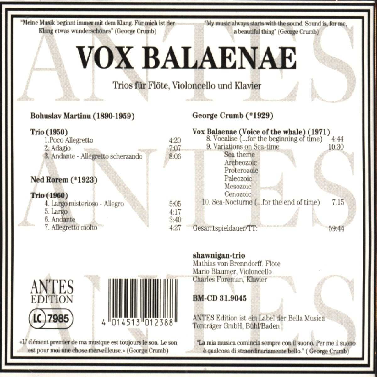 Vox Balaenae / Piano Trios