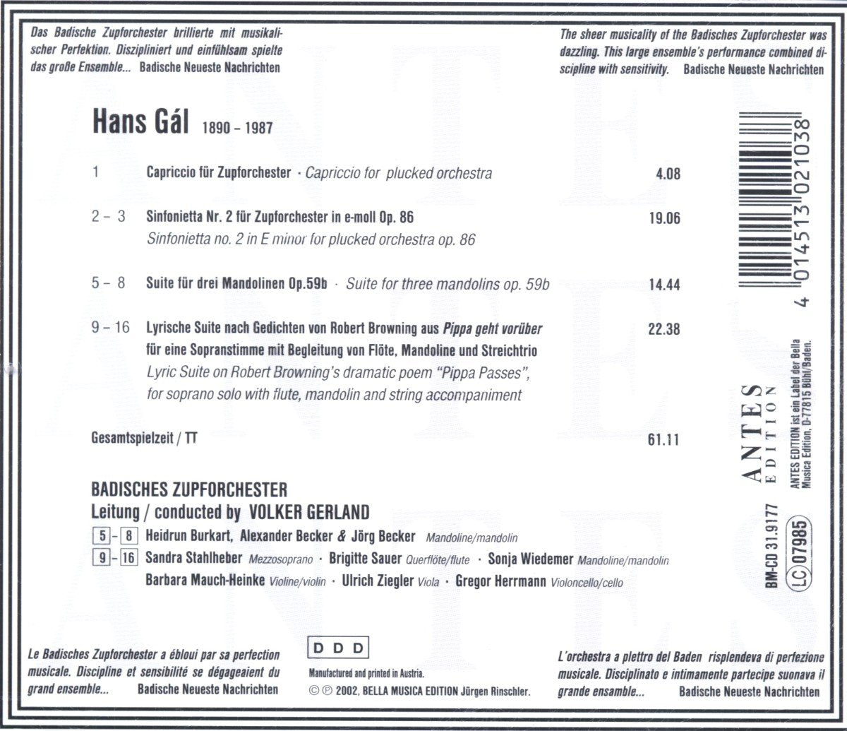 Gal: Music for and with Mandolin / Capriccio Sinfonietta