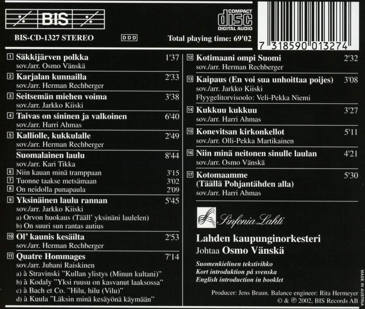 Finnish Folk Songs (Vanska, Lahti So)