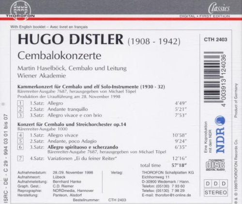 Distler: Die Cembalo-konzerte