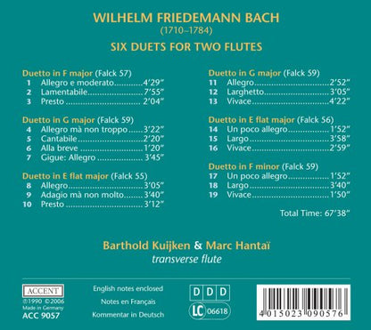 Wilhelm Friedemann Bach - 6 Duets for 2 flutes