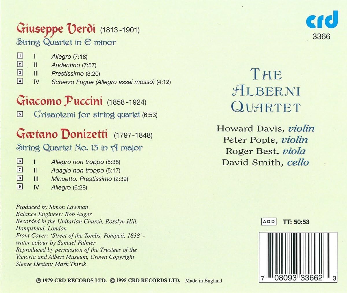 Verdi: String Quartet in E Minor/Puccini: Crisantemi for String..