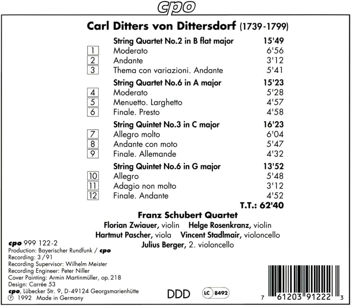 String Quartets Nos 2, 6, C & G (Franz Schubert Qt, Berger)