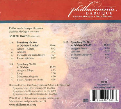 Haydn: Symphonies: No. 104 'London'/No. 88/No. 101 'The Clock'