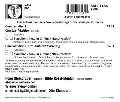 Mahler: Sinfonie Nr. 2 (Klemperer dirigiert, Wien 1951)