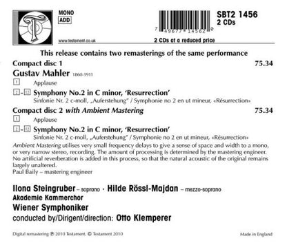 Mahler: Sinfonie Nr. 2 (Klemperer dirigiert, Wien 1951)