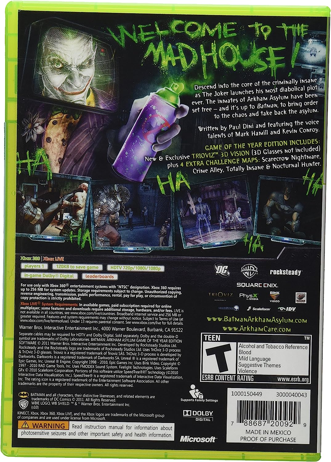 Batman: Arkham Asylum  (Platinum Hits) Original Version