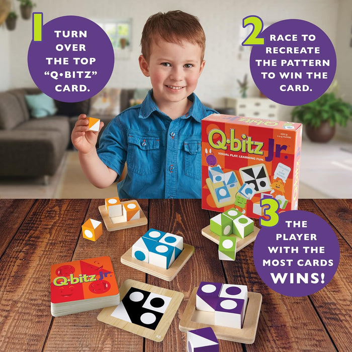 Mindware | Q-bitz Jr. | Miniature Game | Ages 5+ | 2-4 Players | 15 Minutes Playing Time