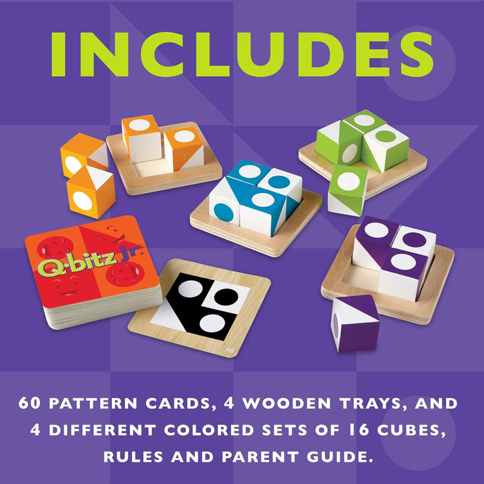 Mindware | Q-bitz Jr. | Miniature Game | Ages 5+ | 2-4 Players | 15 Minutes Playing Time