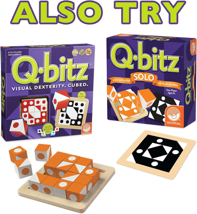 Mindware | Q-bitz Jr. | Miniature Game | Ages 5+ | 2-4 Players | 15 Minutes Playing Time