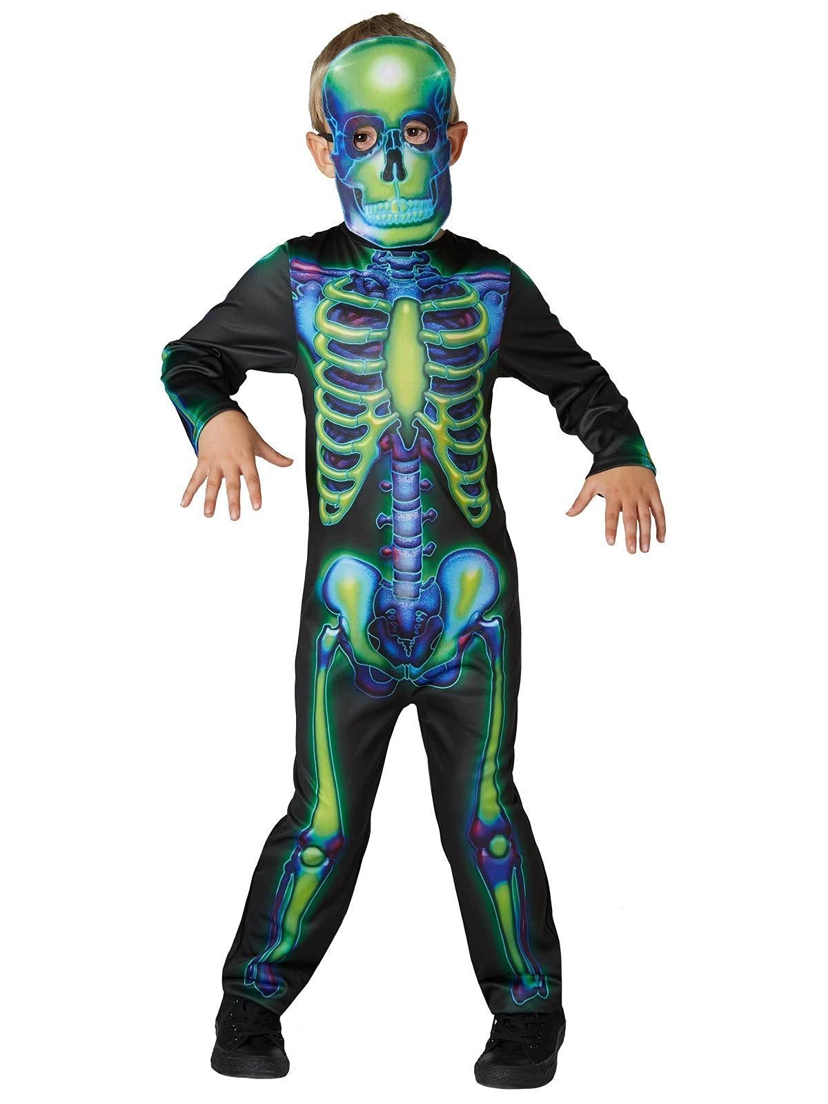 Rubie's Official Neon Skeleton Glow In The Dark Halloweens Kids Costume