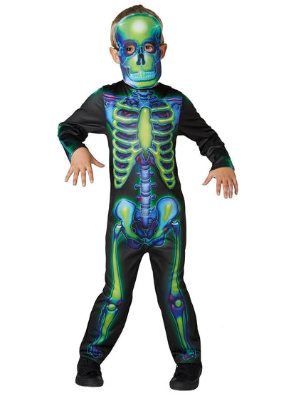 Rubie's Official Neon Skeleton Glow In The Dark Halloweens Kids Costume