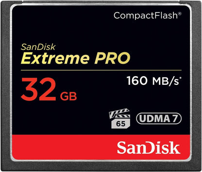 SanDisk Extreme Pro 32 GB 160 MB/s Compact Flash Memory Card - Black/Gold/Red 32GB Standard Packaging