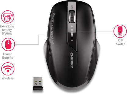 CHERRY MW 2310 USB Wireless Optical Mouse 6 Button Black JW-T0320