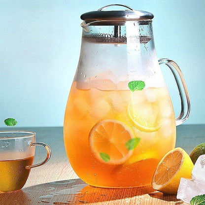 CIPARK Water Pitchers-64 oz Glass Water Pitcher with Lid-Gallon Pitcher with Lids-Carafes For Juice-Borosilicate Glass