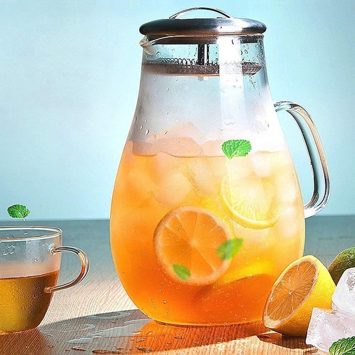 CIPARK Water Pitchers-64 oz Glass Water Pitcher with Lid-Gallon Pitcher with Lids-Carafes For Juice-Borosilicate Glass