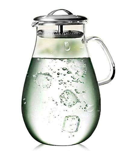 CIPARK Water Pitchers-64 oz Glass Water Pitcher with Lid-Gallon Pitcher with Lids-Carafes For Juice-Borosilicate Glass