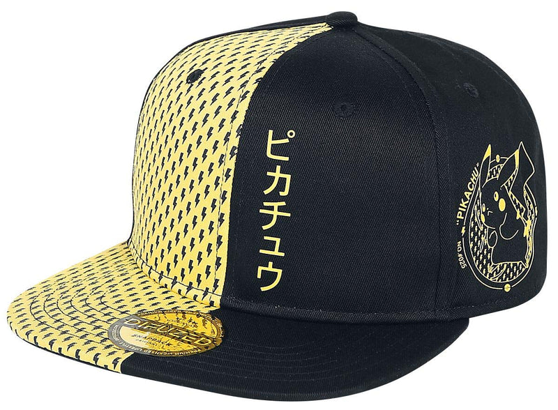 Pokemon Pikachu Snapback Gorra de béisbol Negra, Talla única Ajustable Individual