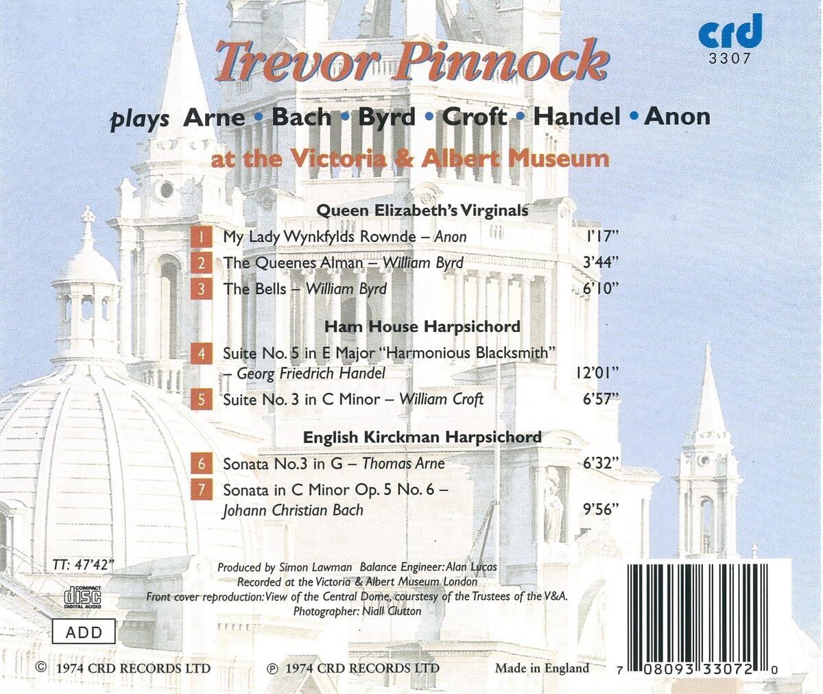 Pinnock At The Victoria und Albert Museum (Arne, Bach, Byrd, Croft, Händel