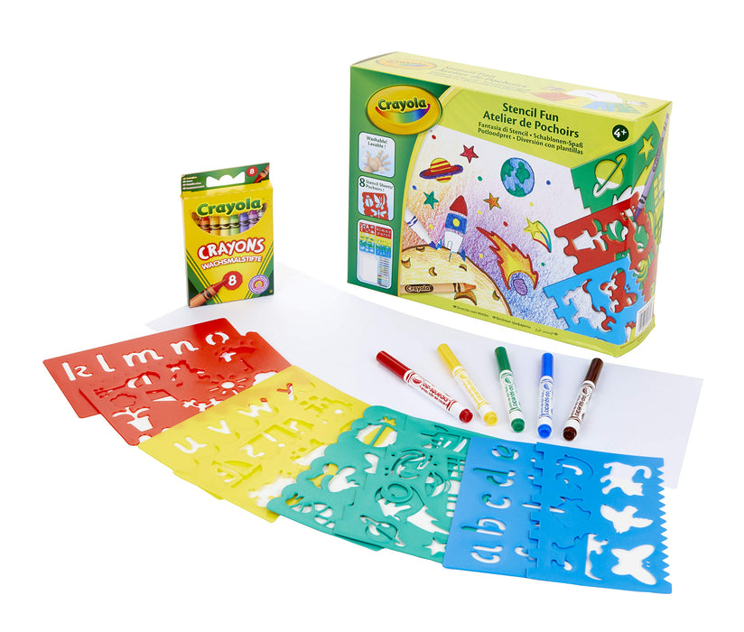 CRAYOLA -Set for Drawing and Coloring with Stencil, Creative Activity and Gift Idea, Multicolor, 42 units (Pack of 1), 04-0575