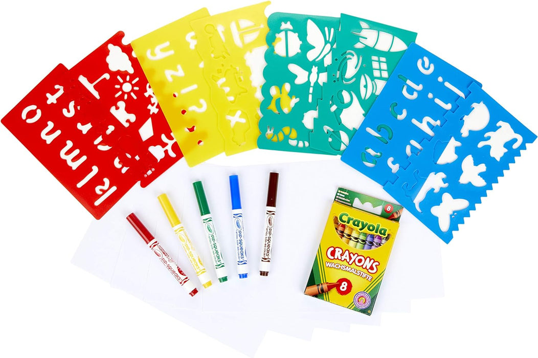 CRAYOLA -Set for Drawing and Coloring with Stencil, Creative Activity and Gift Idea, Multicolor, 42 units (Pack of 1), 04-0575