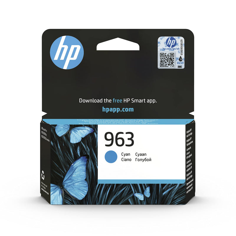 HP 3JA23AE 963 Original Ink Cartridge, Cyan, Single Pack