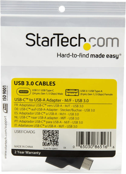 StarTech.com USB-C to USB Adapter - USB-C to USB-A - USB 3.1 Gen 1 - 5Gbps - USB C Adapter - USB Type C (USB31CAADG