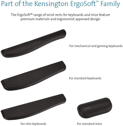 Kensington K52802WW ErgoSoft Wrist Rest Support for Standard Mouse, Home Office, Grey - ergonomic support, Durable and easy-to-clean surface for use with MacBook, iMac,Desktop, Trackballs