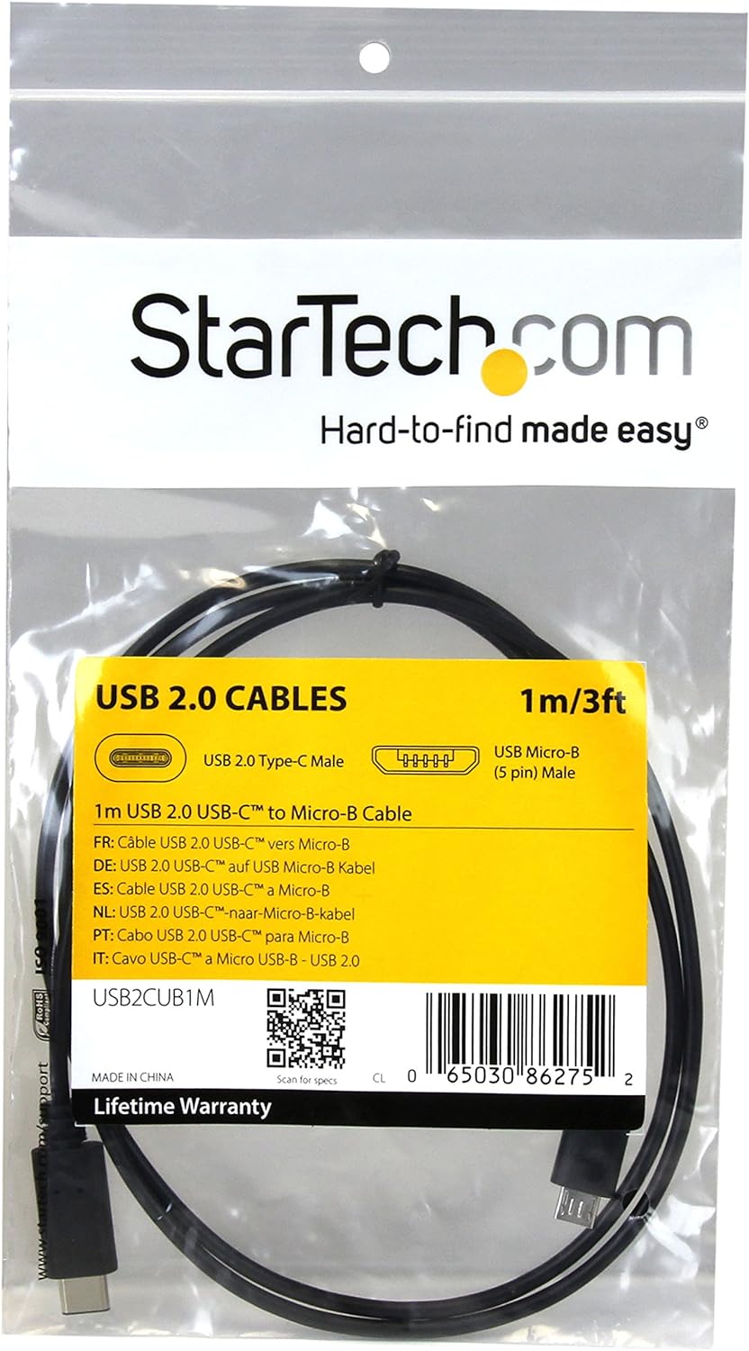 StarTech.com USB C to Micro USB Cable - 3 ft / 1m - USB 2.0 Cable - Micro USB Cord - Micro B USB C Cable - USB 2.0 Type C (USB2CUB1M