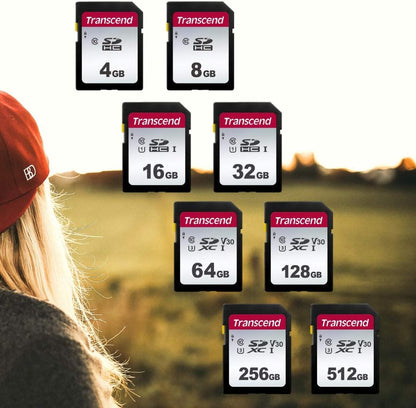 Transcend Scheda di memoria SDXC ad alta velocità da 4 GB (per fotocamere digitali, foto e video, autoradio) Classe 10, UHS-I U3, Video Speed Class V30 per 4K Ultra HD - TS4GSDC300S