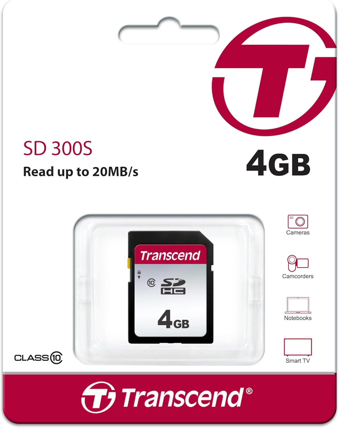 Transcend Scheda di memoria SDXC ad alta velocità da 4 GB (per fotocamere digitali, foto e video, autoradio) Classe 10, UHS-I U3, Video Speed Class V30 per 4K Ultra HD - TS4GSDC300S