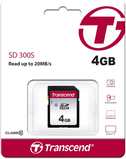 Transcend Scheda di memoria SDXC ad alta velocità da 4 GB (per fotocamere digitali, foto e video, autoradio) Classe 10, UHS-I U3, Video Speed Class V30 per 4K Ultra HD - TS4GSDC300S