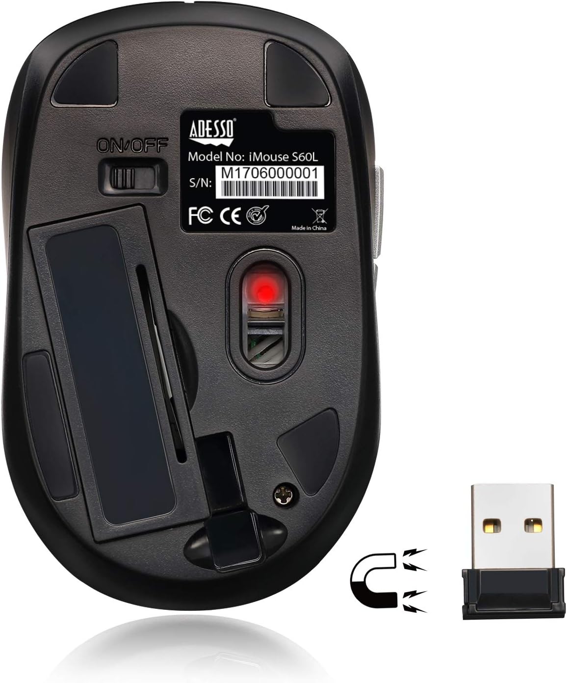 ADESSO IMOUSE S60L WRLS OPTICAL NANO MOUSE BLU SCALABLE DPI 800/1600 6BTN DESIGN