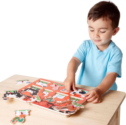 Melissa & Doug Farm Animal Sound Puzzle | Wooden Jigsaw Puzzles for 2 year olds | Baby Puzzles | Wooden Peg Puzzles | Toddler Sound Puzzle | Gift for Boys & Girls