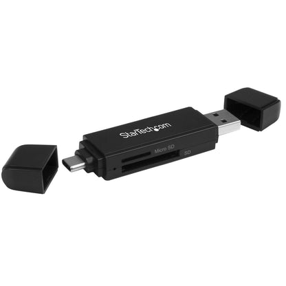 StarTech.com USB C and USB 3.0 SD Card Reader, USB Memory Card Reader, SD, microSD, MMC, UHS-I, USB-C & USB-A Card Adapter