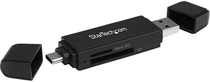 StarTech.com USB C and USB 3.0 SD Card Reader, USB Memory Card Reader, SD, microSD, MMC, UHS-I, USB-C & USB-A Card Adapter