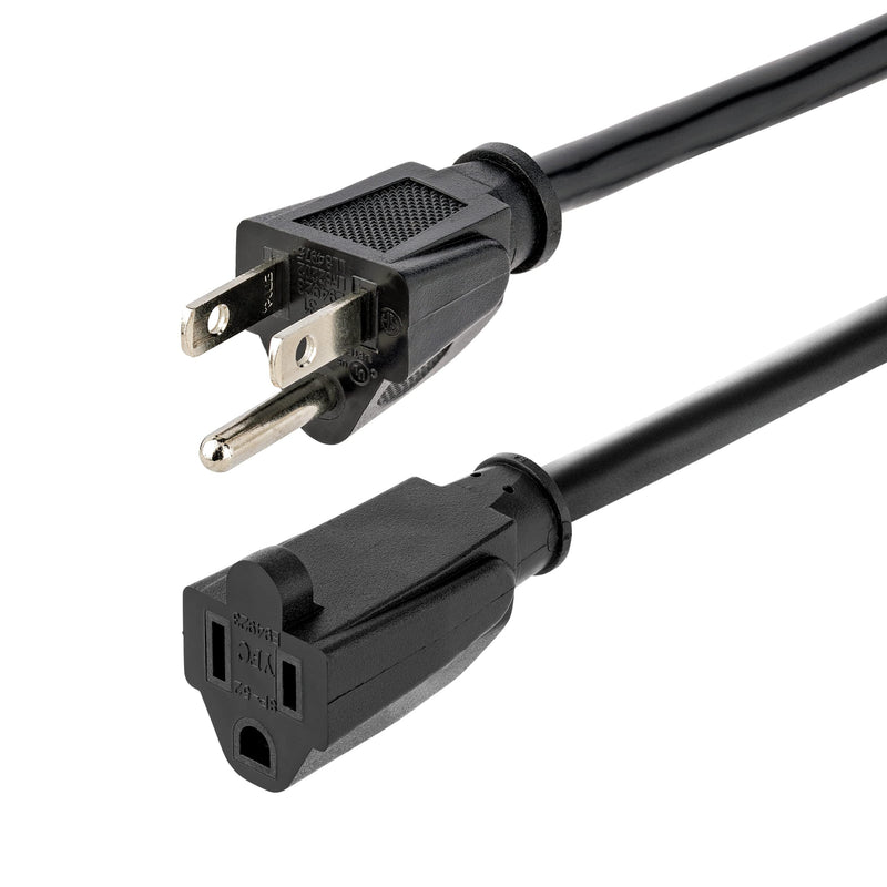StarTech.com 6ft (1.8m) Heavy Duty Extension Cord, NEMA 5-15R to NEMA 5-15P Black Extension Cord, 15A 125V, 14AWG, Heavy Gauge Power Extension Cable, Heavy Duty AC Power Cord, UL Listed (PAC101146) 14 AWG 6 ft/2 m
