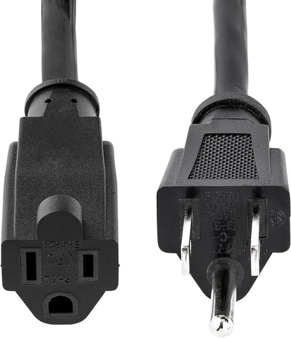 StarTech.com 6ft (1.8m) Heavy Duty Extension Cord, NEMA 5-15R to NEMA 5-15P Black Extension Cord, 15A 125V, 14AWG, Heavy Gauge Power Extension Cable, Heavy Duty AC Power Cord, UL Listed (PAC101146) 14 AWG 6 ft/2 m