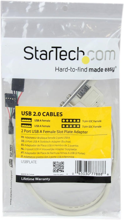 StarTech.com 2 Port USB A Female Slot Plate Adapter - USB panel - USB (F) to 5 pin in-line (F) - USBPLATE