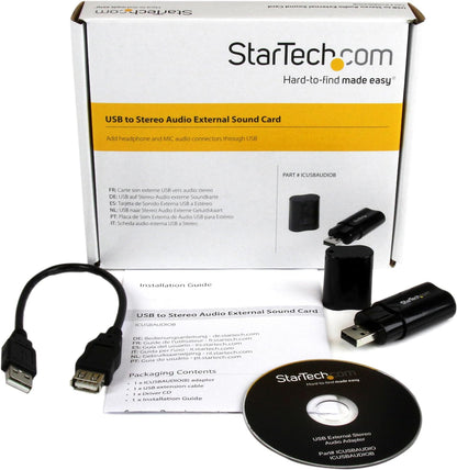 StarTech.com USB Sound Card - 3.5mm Audio Adapter - External Sound Card - Black - External Sound Card (ICUSBAUDIOB