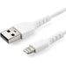 StarTech.com 3 foot (1m) Durable White USB-A to Lightning Cable - Heavy Duty Rugged Aramid Fiber USB Type A to Lightning Charger/Sync Power Cord - Apple MFi Certified iPad/iPhone 12 (RUSBLTMM1M