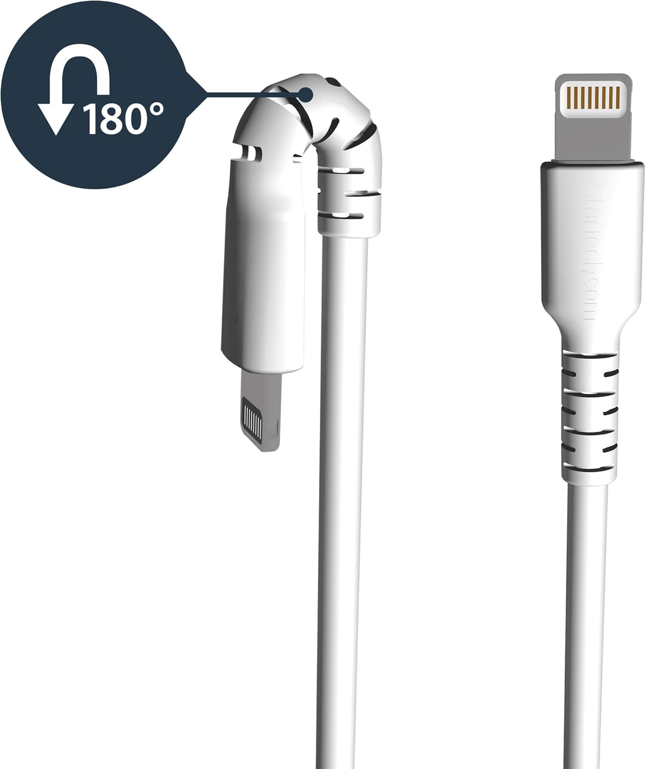 StarTech.com 3 foot (1m) Durable White USB-A to Lightning Cable - Heavy Duty Rugged Aramid Fiber USB Type A to Lightning Charger/Sync Power Cord - Apple MFi Certified iPad/iPhone 12 (RUSBLTMM1M