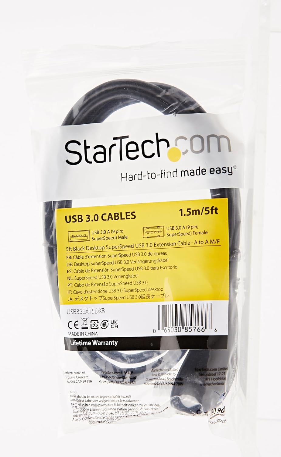 StarTech.com 5 ft Black Desktop SuperSpeed USB 3.0 Extension Cable - A to A M/F - USB 3.0 Extension Cable A Male to A Female - 5 feet (USB3SEXT5DKB