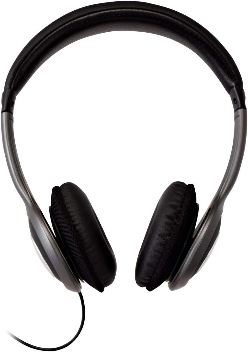 V7 HA520 Deluxe Stereo Headphones with Volume Control - Black & Grey