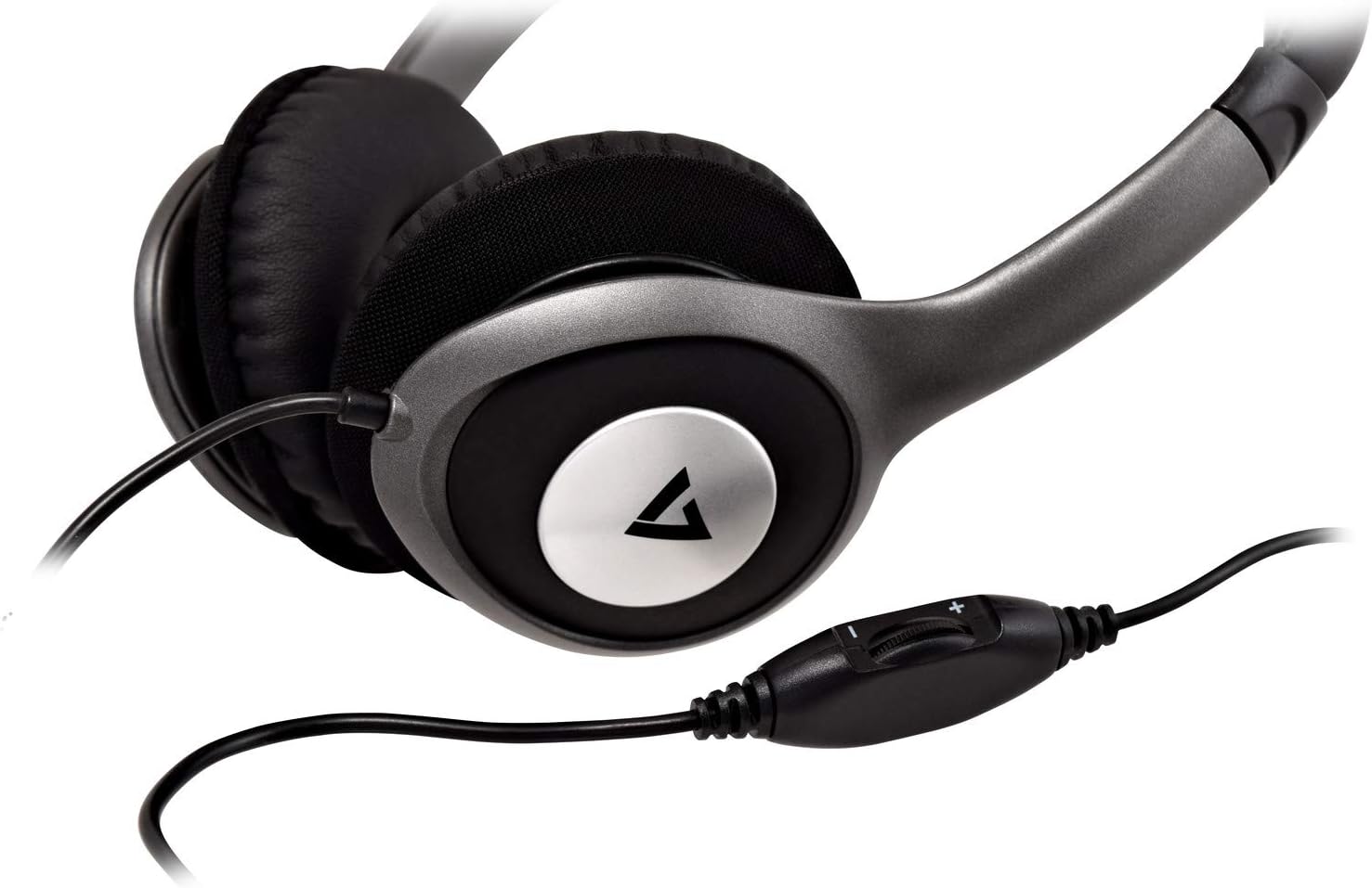 V7 HA520 Deluxe Stereo Headphones with Volume Control - Black & Grey