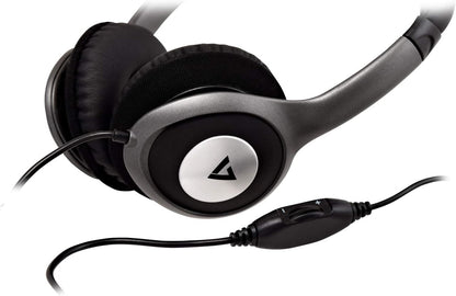 V7 HA520 Deluxe Stereo Headphones with Volume Control - Black & Grey