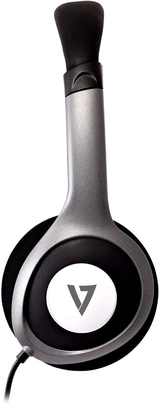 V7 HA520 Deluxe Stereo Headphones with Volume Control - Black & Grey