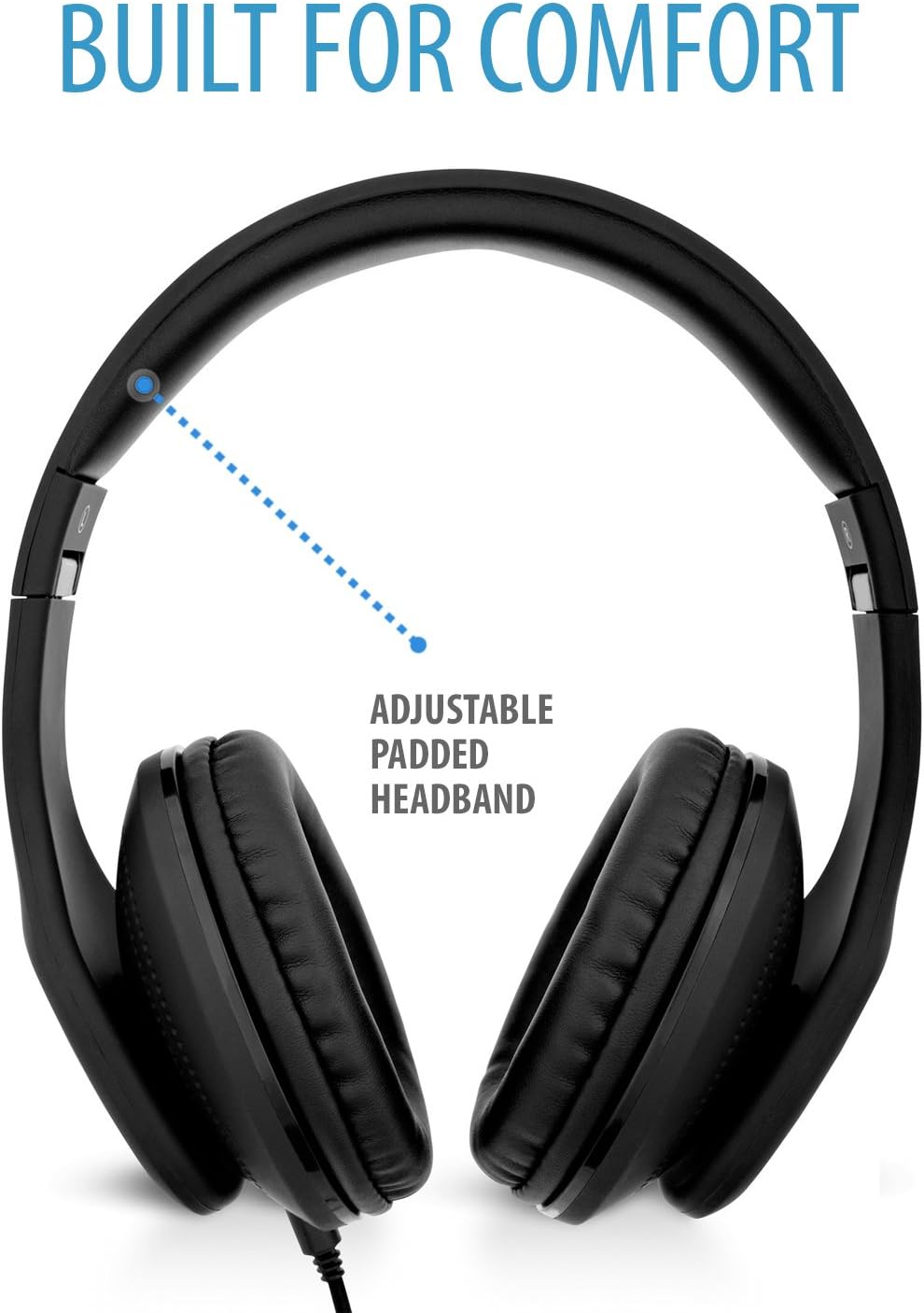 V7 HA701-3NP Over-Ear Headphones with Microphone and Volume Control, Foldable, Call Answering for Cellphones, Tablets, Smartphones, Laptop Computer, PC, Black